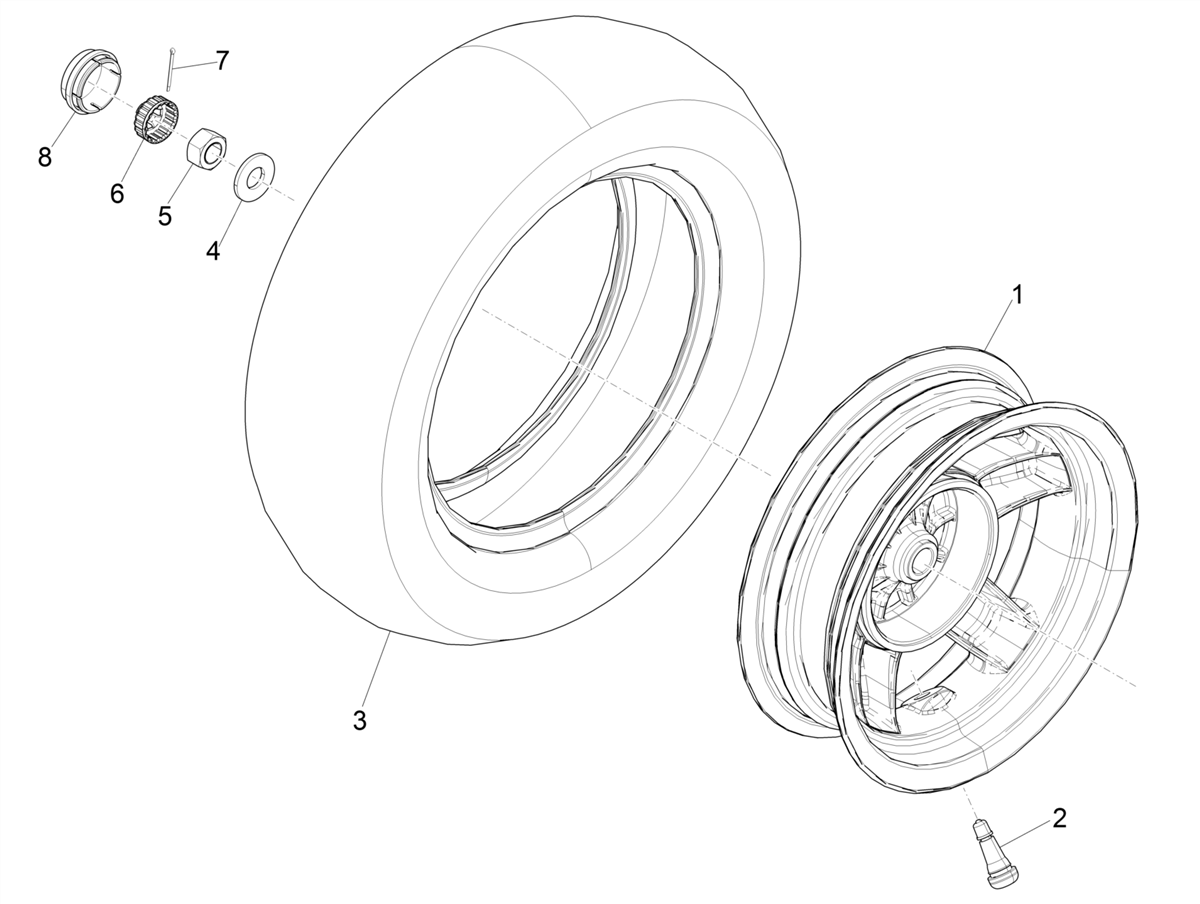 Zip 50 4T 25Km/h NOABS E5 2021-2023 - Achterwiel