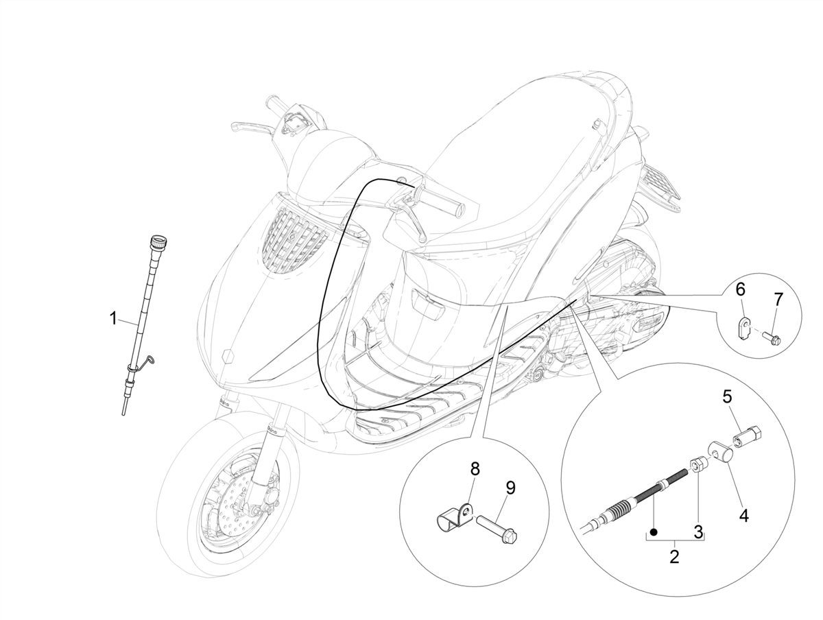 Zip 50 4T 25Km/h NOABS E5 2021-2023 - Bowdenkabels