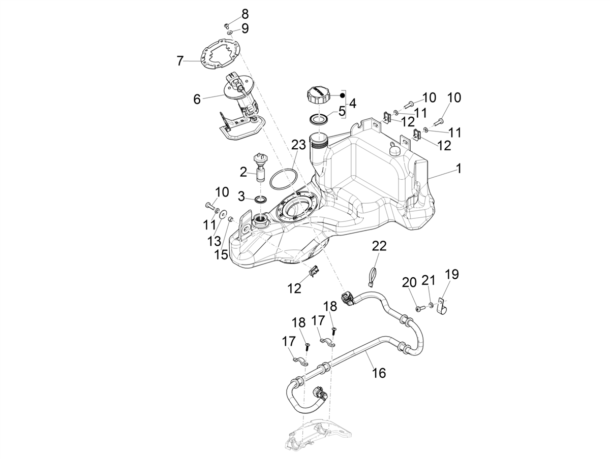 Zip 50 4T 25Km/h NOABS E5 2021-2023 - Brandstoftank