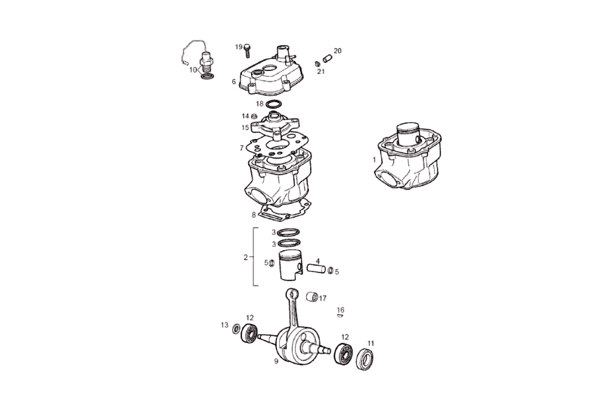 Derbi Senda SM 50 2T X-Treme E2 2006-2010 - Cilinder & Cilinderkop