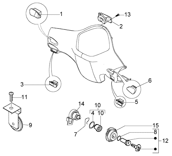 Vespa LX 50 4T 2005-2012 - Elektrische Delen Stuurkap