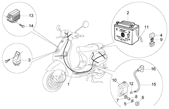 Vespa LX 50 2T - Elektrische Uitrusting