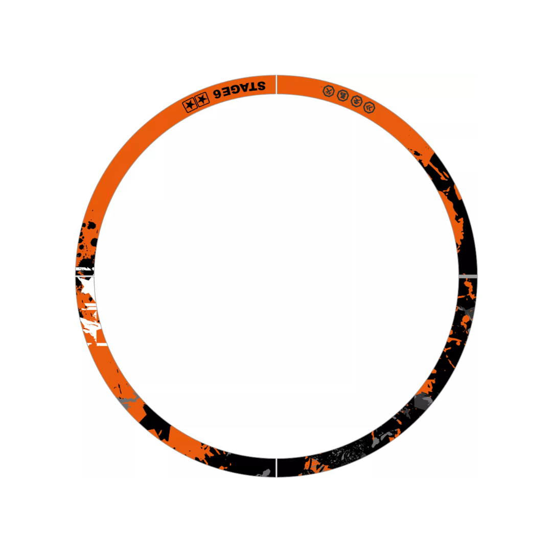 Felgenaufkleber-Set Stage6 Orange/Schwarz 10 Zoll Felgenaufkleber