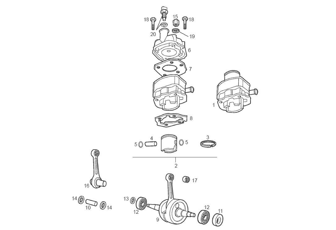 Derbi Senda SM 50 2T DRD Edition E2 2005 - Krukas, Zuiger & Cilinder