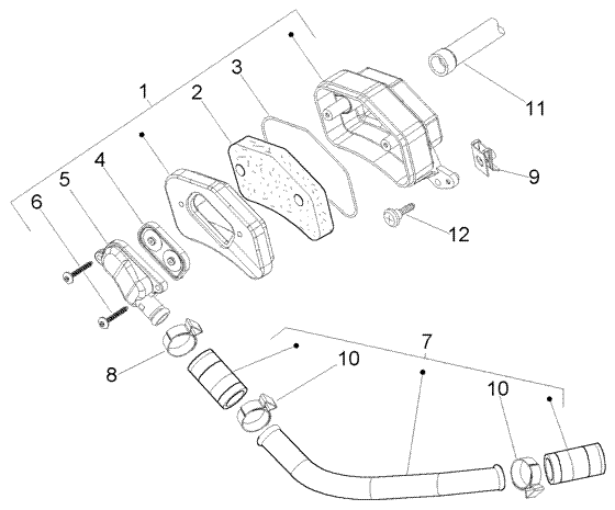 Vespa LX 50 2T - Luchtfilterhuis