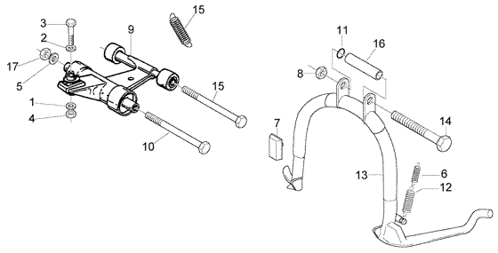 Vespa LX 50 4T 2005-2012 - Middenstandaard & Subframe