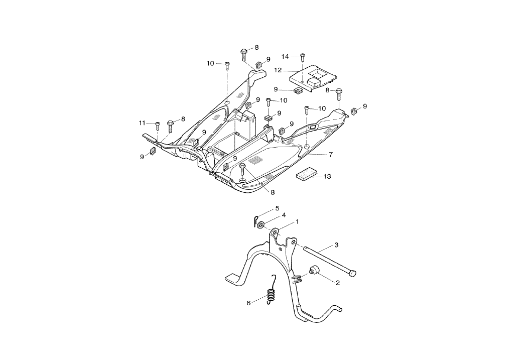 Yamaha Aerox 100 2T 2002 E1 2000-2002 - Middenstandaard & Treeplank
