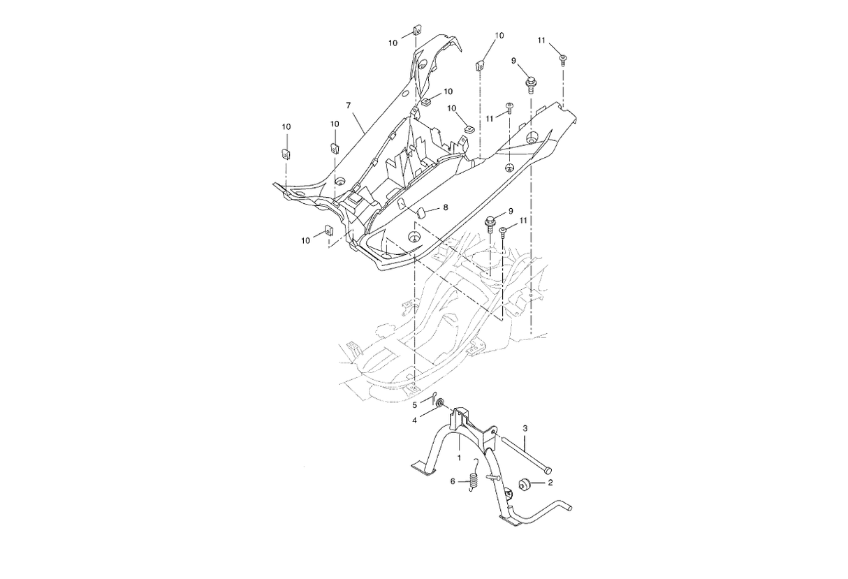 Yamaha Aerox 50 R Facelift 2013-2016 - Middenstandaard & Treeplank