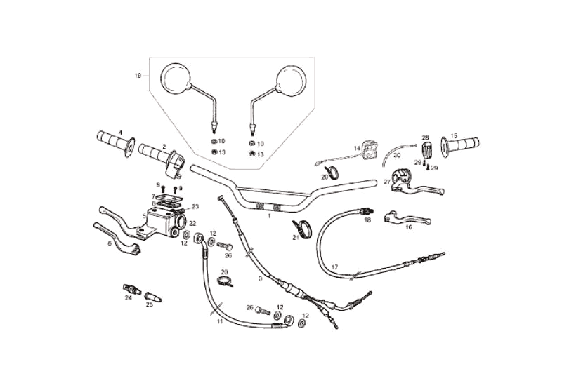 Derbi Senda SM 50 2T X-Treme E2 2006-2010 - Stuur, Hoofdremcilinder & Schakeleenheid