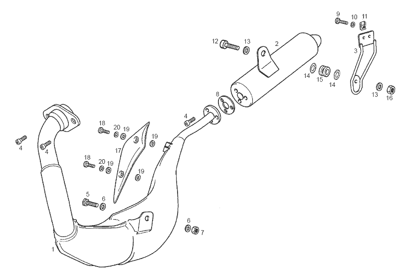 Derbi Senda SM 50 2T DRD Edition E2 2005 - Uitlaat