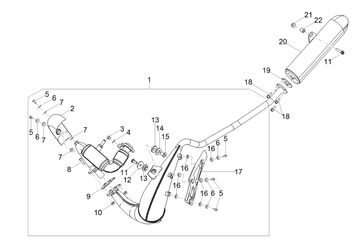 Derbi Senda SM 50 2T X-Treme E4 2018-2020 - Uitlaat