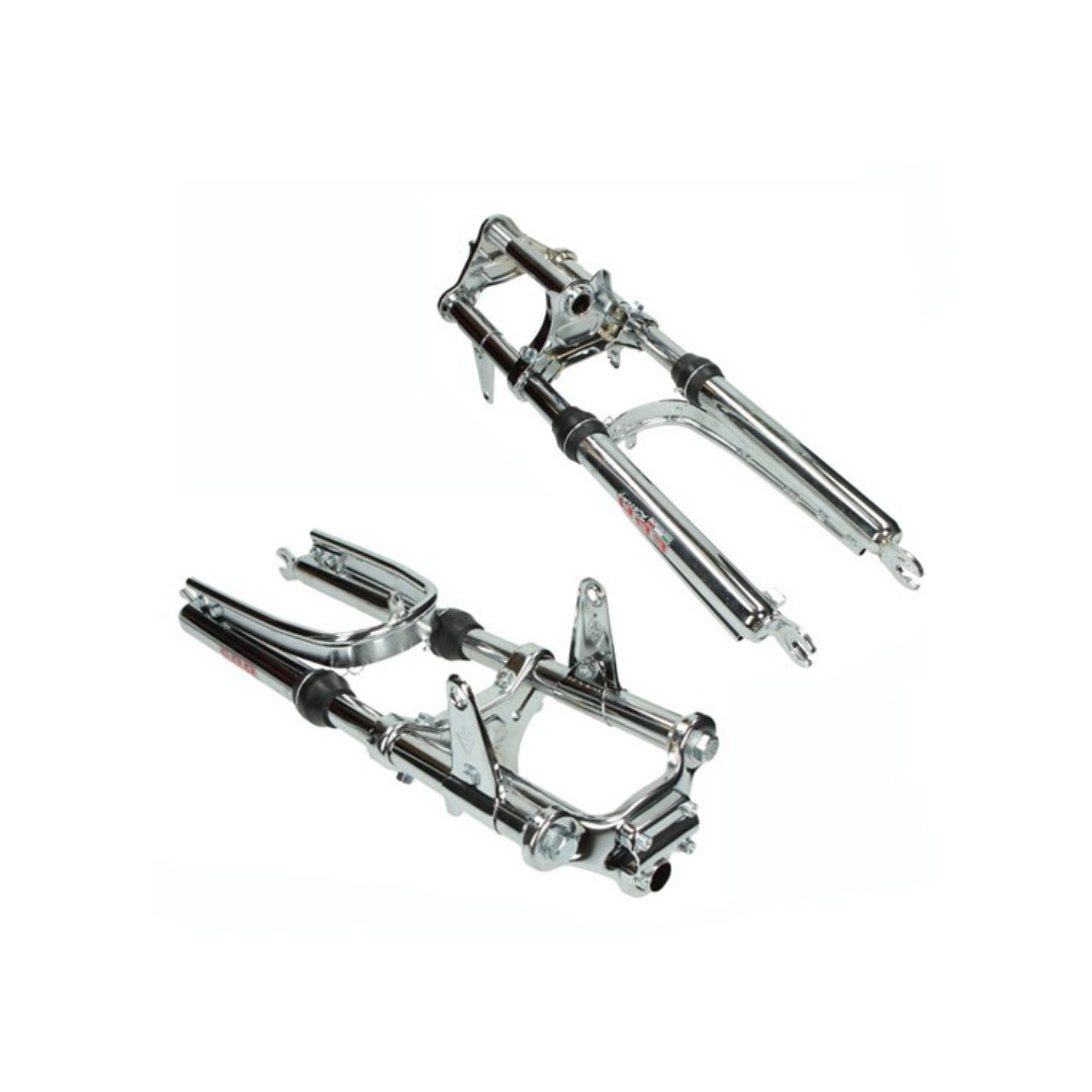 Vordergabel EBR kurz breit + verstärkter Stabilisator komplett verchromt, passend für Maxi