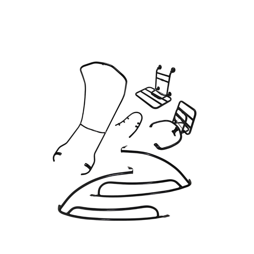 Zierhalterungsset komplett + Träger schwarz glänzend 5-teilig - Vespa