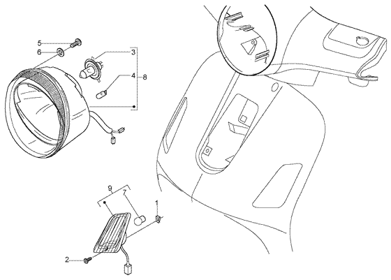 Vespa LX 50 4T - Voorlichten