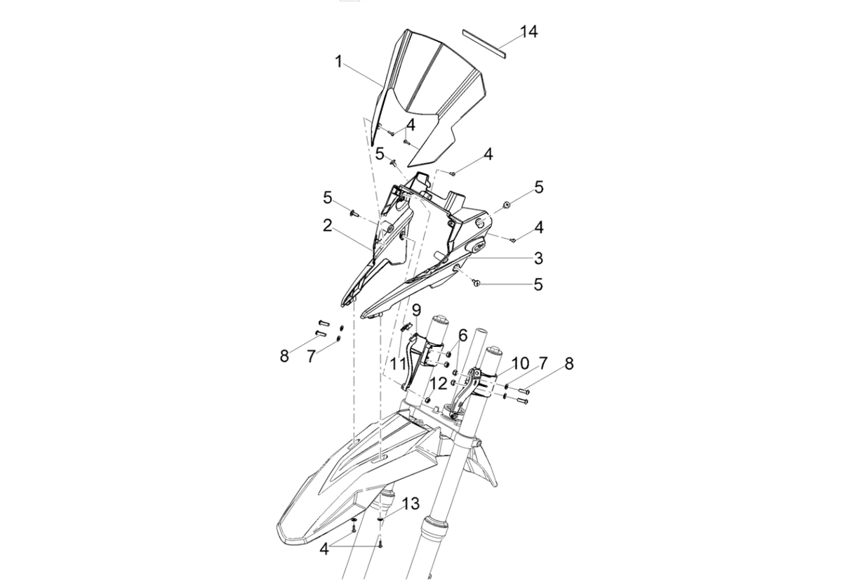 Derbi Senda SM 50 2T X-Treme E4 2018-2020 - Voorscherm & Spiegel