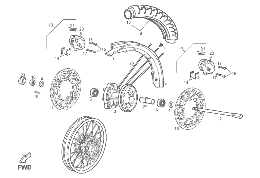 Derbi Senda SM 50 2T DRD Edition Black E2 2005 - Voorwiel