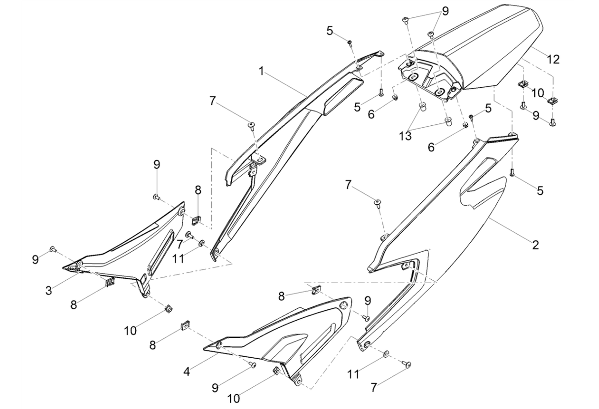 Derbi Senda SM 50 2T X-Treme E4 2018-2020 - Zijscherm & Achter Beplating
