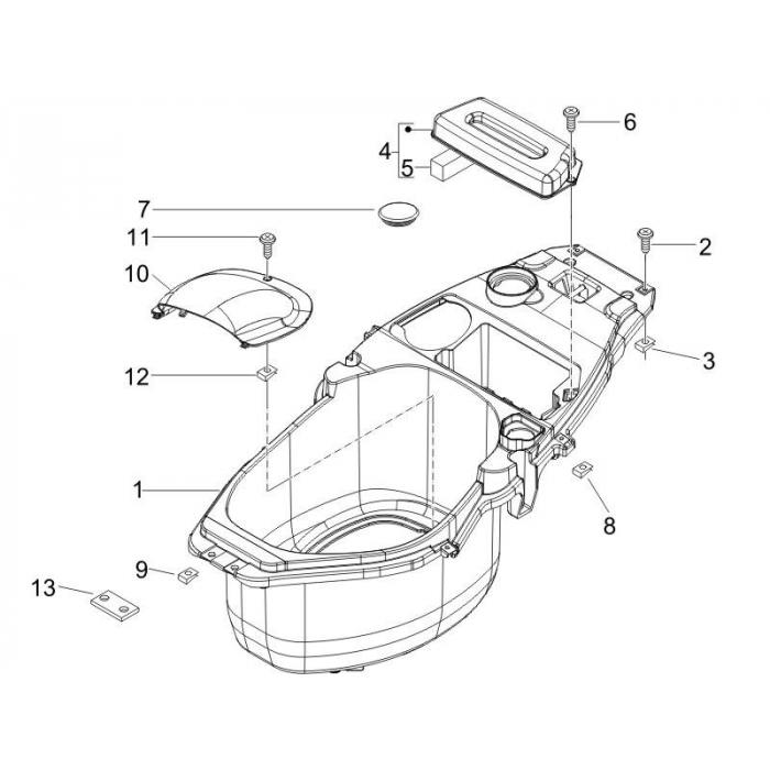 Alloggio per il casco protettivo - sotto la sella | Zip 50 4T 25 km/h Noabs E2 2006-2016 (EMEA)