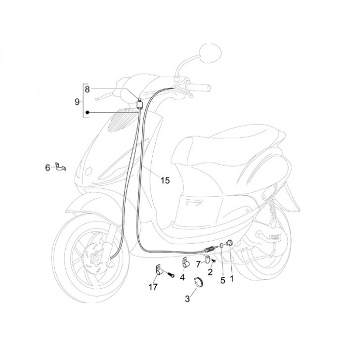 Bowden Cables Zip 50 4T 25 km / h Noabs E2 2006-2016 (EMEA)