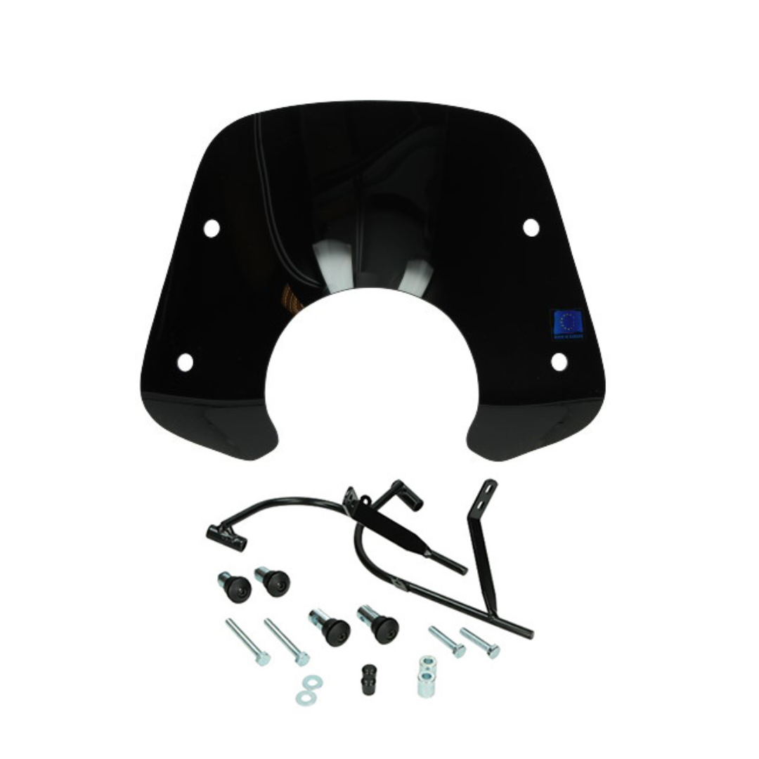 Windschutzscheibe, mattschwarz, Sym Fiddle 2, mit Montagematerial