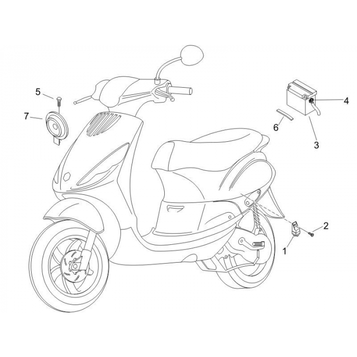 Relais - Batterie - Horn | ZIP 50 4t 25 km/h Noabs E2 2006-2016 (EMEA)