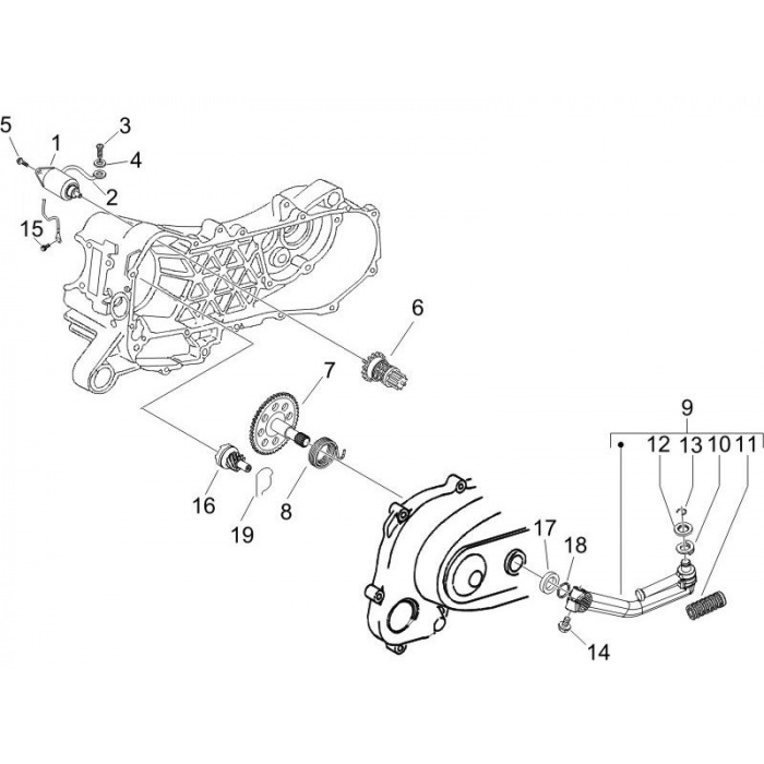 Start motor - Kickstarter | ZIP 50 4T 25 km/h NOABS E2 2006-2016 (EMEA)