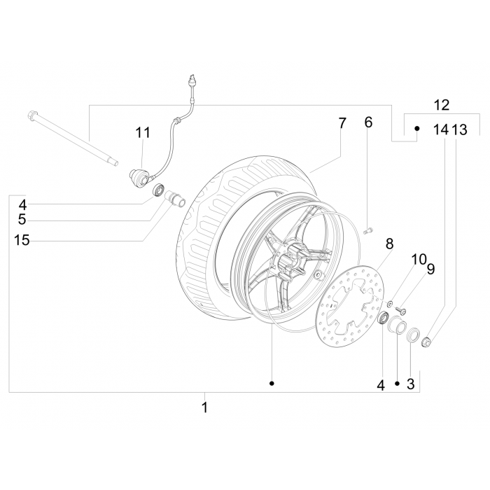Front wheel ZIP 50 4T 25 km/h NOABS E2 2006-2016 (EMEA)