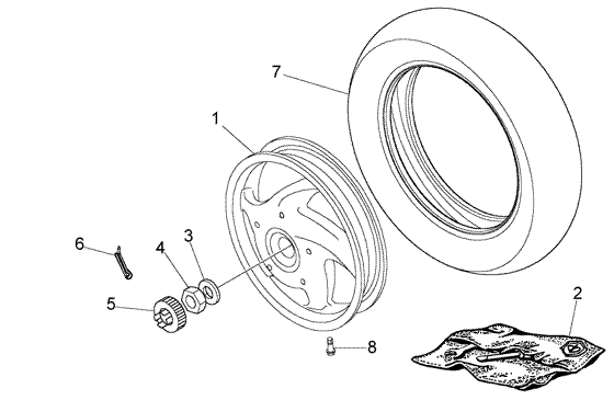 Vespa LX 50 4T 2005-2012 - Achterwiel