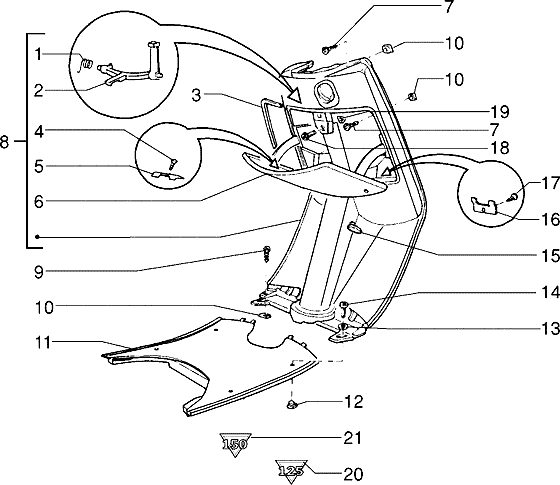 Piaggio Skipper Beenschildklep
