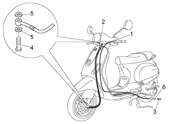 Vespa LX 50 4T - Bowdenkabels Remleiding