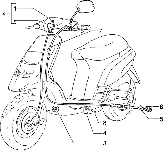 Typhoon 125 - Bowdenkabels Achterrem
