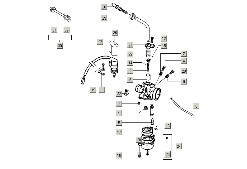 Gilera Stalker 50 2T E2 2005-2006 - Carburateur Onderdelen & Elektrische Choke
