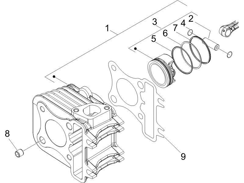 Zip 50 4T NOABS E2 2006-2013 - Cilinderzuigereenheid