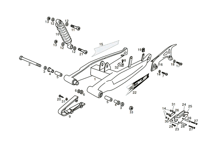 Derbi Senda SM 50 2T 2000-2001 – Oscillerende Arm Schokbreker Achter