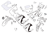 Derbi Senda SM 50 2T 2000-2001 – Voorspatbord Zijscherm Achterbeplating