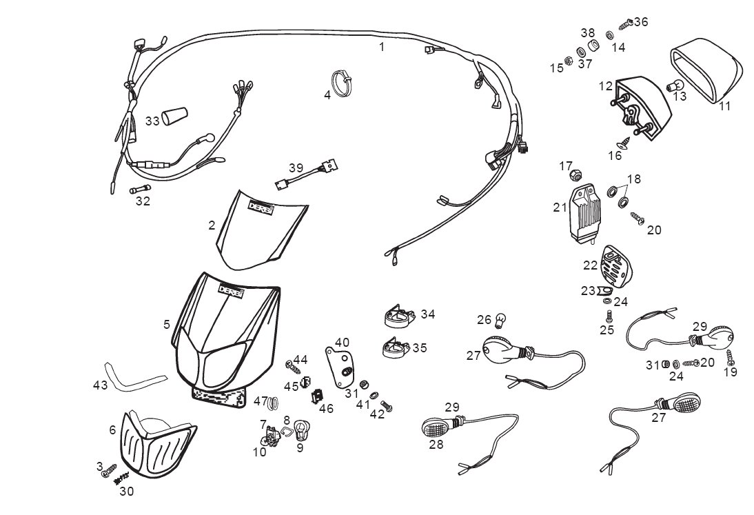 Derbi Senda SM 50 2T 2ª ED X-Treme E1 2003 – Koplamp Knipperlicht Achterlicht