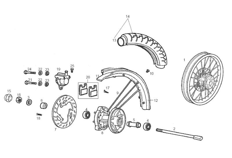 Derbi Senda SM 50 2T 3ª ED X-Treme E2 2006 – Voorwiel