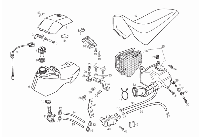 Derbi Senda SM 50 2T 3ª ED X-Treme E2 2008 – Benzinetank Luchtfilter Zadel