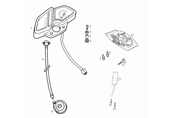 Derbi Senda SM 50 2T 3ª ED X-Treme E2 2008 – Kilometerteller Kilometertellerkabel