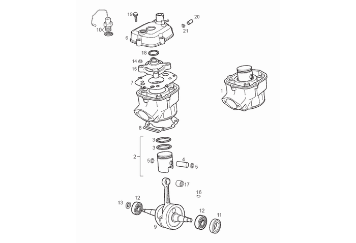 Derbi Senda SM 50 2T 3ª ED X-Treme E2 2008 – Krukas Zuiger Cilinder