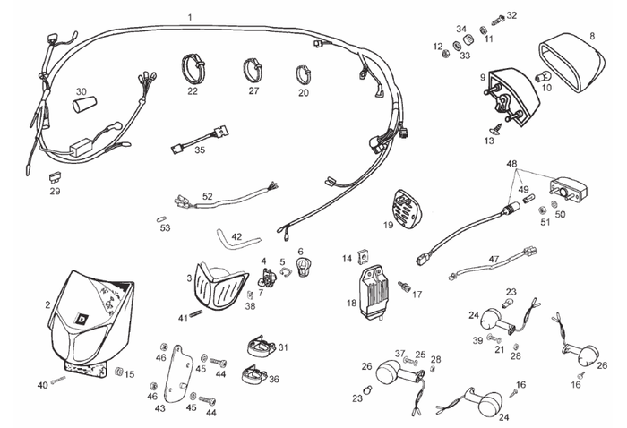 Derbi Senda SM 50 2T 4ª ED X-Treme E2 2007 – Koplamp Knipperlicht Achterlicht