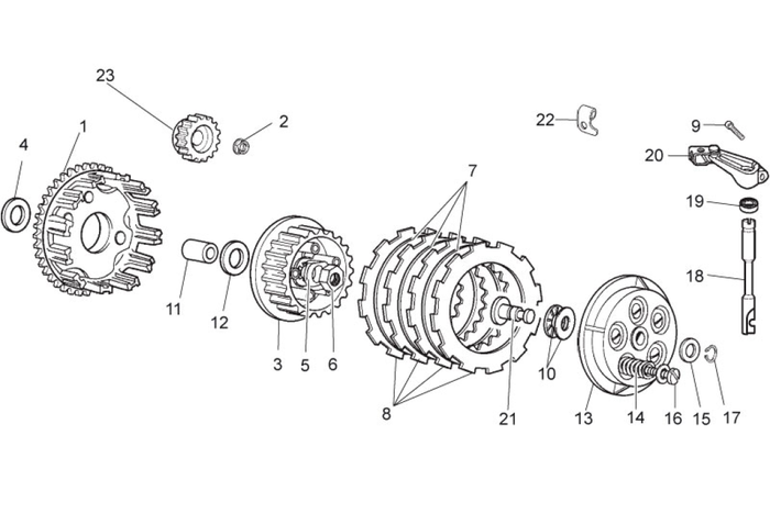 Derbi Senda SM 50 2T 4ª ED X-Treme E2 2007 – Koppeling