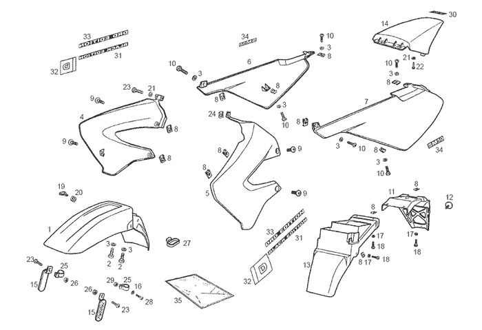 Derbi Senda SM 50 2T DRD Edition E2 2005 – Spatbord Zijscherm Achterbeplating