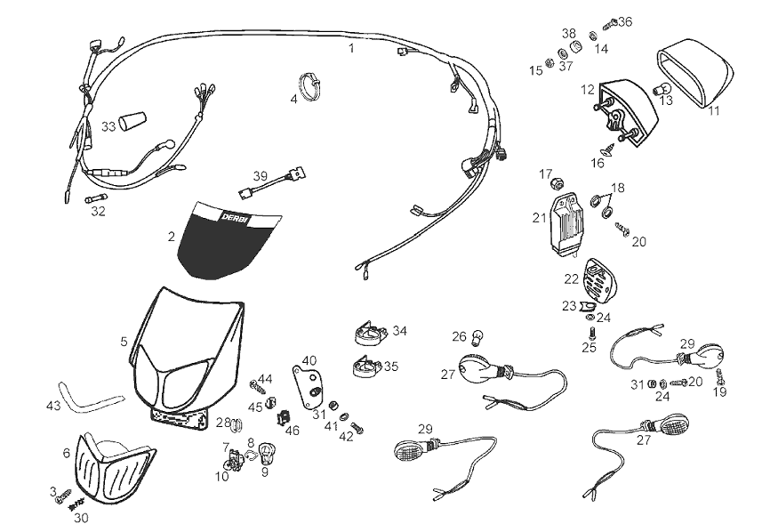 Derbi Senda SM 50 2T X-Treme E2 2004 – Koplamp Knipperlicht Achterlicht