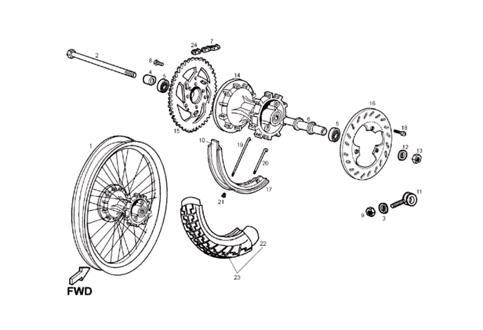 Derbi Senda SM 50 2T X-Treme E2 2010 – Achterwiel