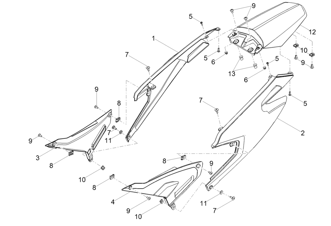 Derbi Senda SM 50 2T X-Treme Low Seat E4 2019 – Zijscherm Achterbeplating