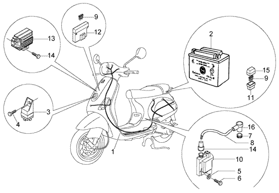 Vespa LX 50 4T 2005-2012 - Elektrische Delen