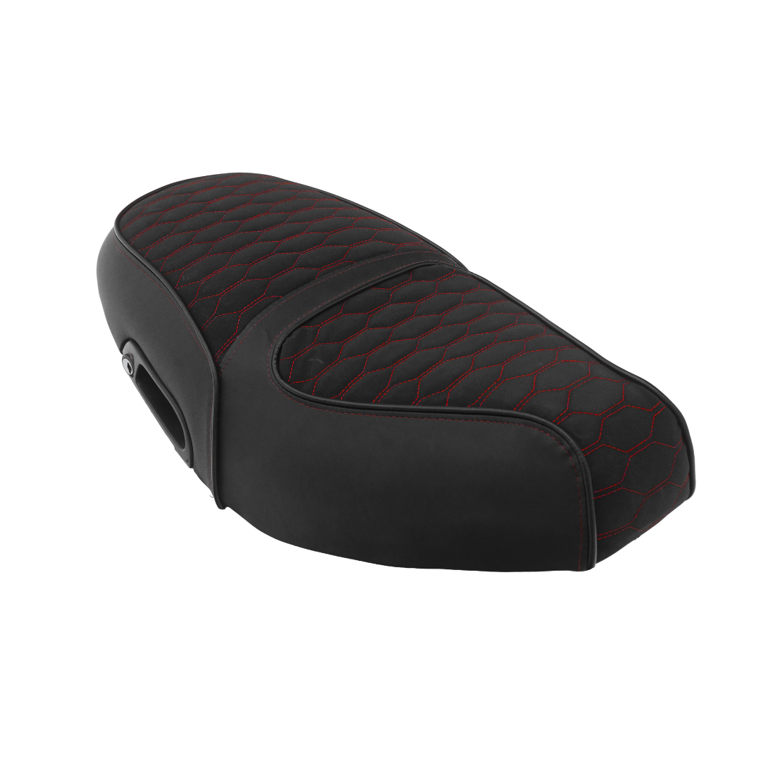 Fenom Zadelhoes Alcantara Look Rood Piaggio Zip Type 3