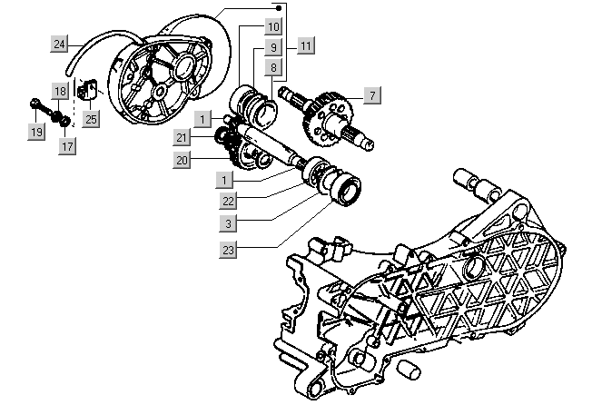 Gilera DNA 50 2T E1 2000-2001 – Aandrijfschacht
