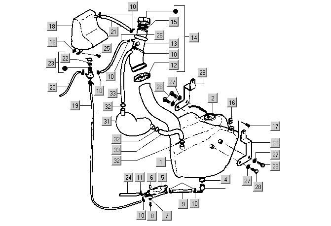 Gilera DNA 50 2T E1 2000-2001 – Benzinetank Olietank